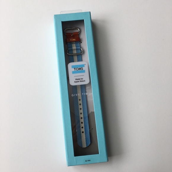 Toms Apple Watch Band Blue/White Stripe New - Picture 5 of 5